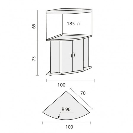Аквариум Биодизайн Диарама 200, 185 л, 71x71x65 см, черный