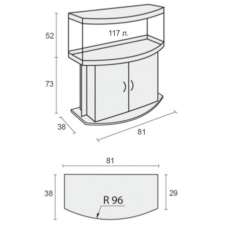 Аквариум Биодизайн Панорама 120, 117 л, 81x38x52 см, золотой орех