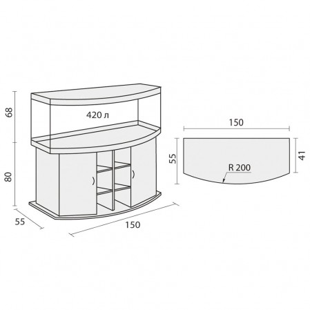 Аквариум Биодизайн Панорама 450, 420 л, 151x56x68 см, белёный дуб