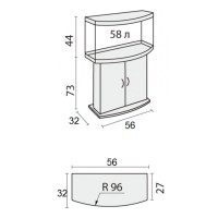 Аквариум Биодизайн Панорама 60, 58 л, 56x32x44 см, бук