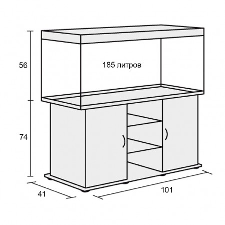 Аквариум Биодизайн Риф 200, 185 л, 101x41x56 см, бук