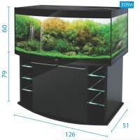 Аквариум Биодизайн Crystal Panoramic 310, 309 л, 126x51x60 см, черный