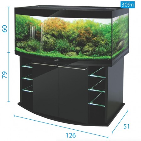 Аквариум Биодизайн Crystal Panoramic 310, 309 л, 126x51x60 см, черный
