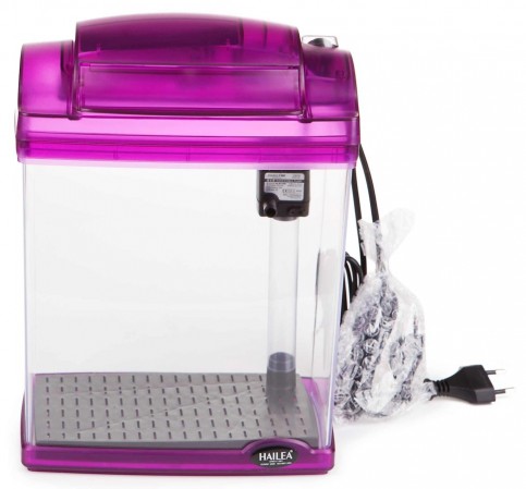 Аквариум детский акриловый 4,8 л с фильтрацией и освещением, розовый