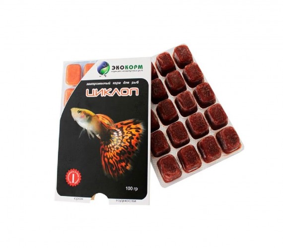 Замороженный корм для рыб «Экокорм» Циклоп , блистер 100г