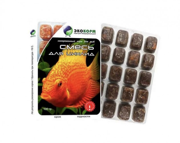 Замороженный корм для рыб «Экокорм» Смесь для цихлид, блистер 100г