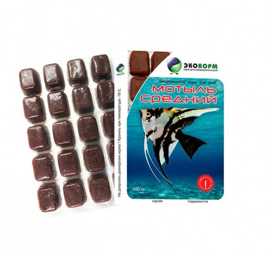 Замороженный корм для рыб «Экокорм» Мотыль средний, блистер 100г