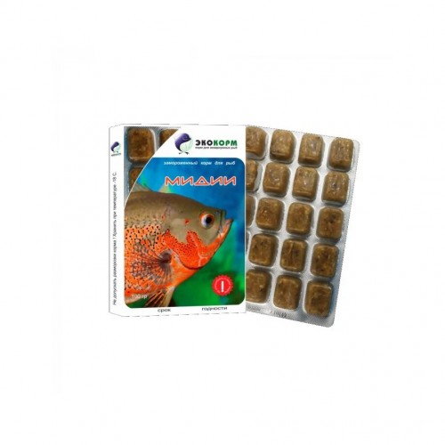 Замороженный корм для рыб «Экокорм» Мидии , блистер 100г