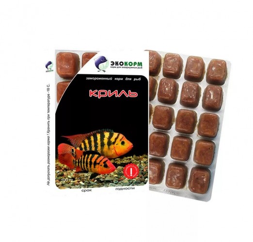 Замороженный корм для рыб «Экокорм» Криль , блистер 100г