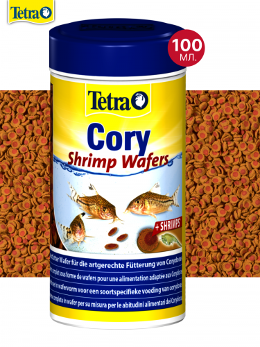 Tetra Cory Shrimp Wafers, 100 мл — корм‑пластинки с добавлением креветок для сомиков-коридорасов