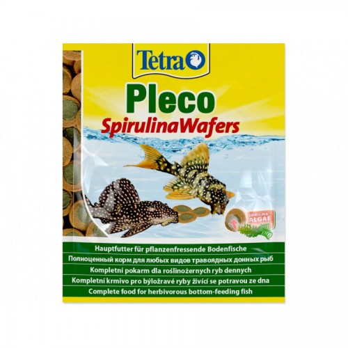Tetra Pleco Spirulina Wafers, 15 г (пакет) — корм‑вафли со спирулиной для донных рыб
